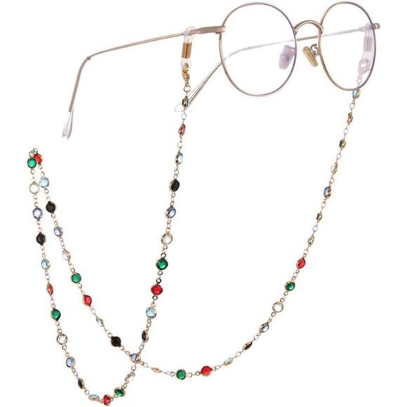 Fashion Colorful Eyeglass Chain Sunglass Strap Eyeglass Holder Crystal Beaded - Picture 1 of 8